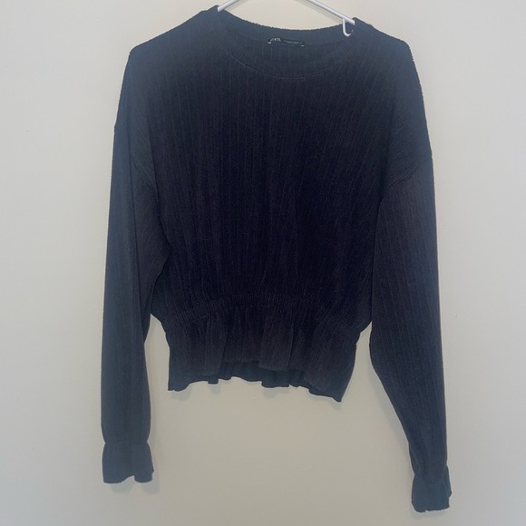 Zara Overzied Cinched Waist Ribbed Top Size Small - Picture 7 of 7